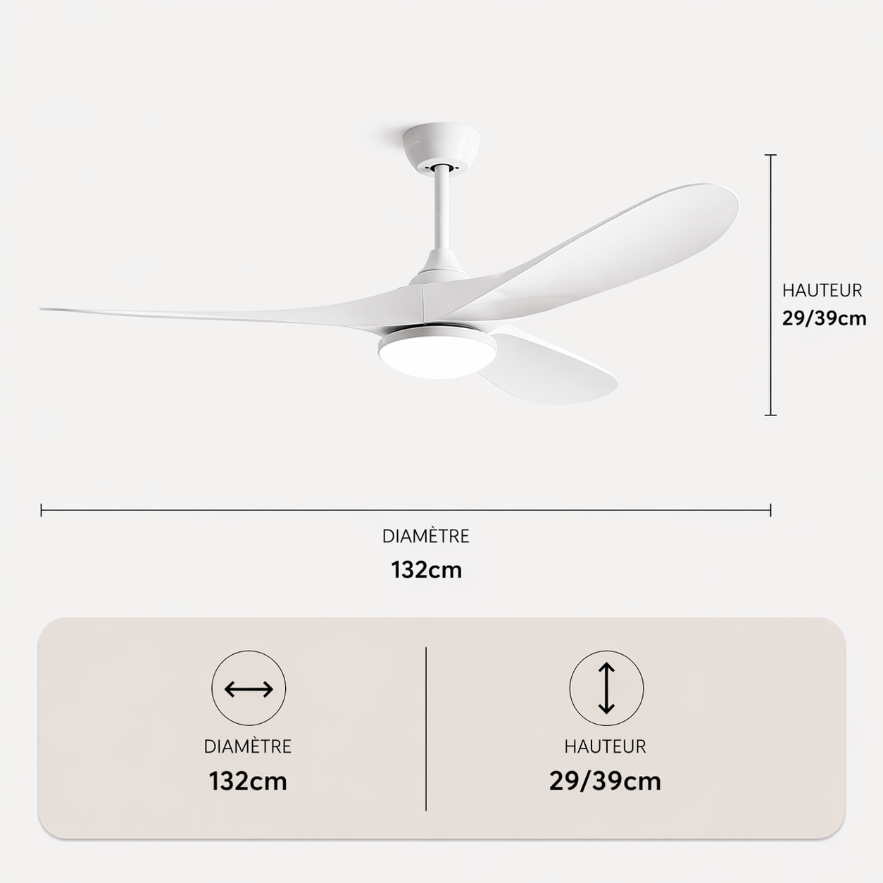 L'élégance – Plafonnier Ventilateur | Ventilateur Plafond Pales Bois Style Nordique