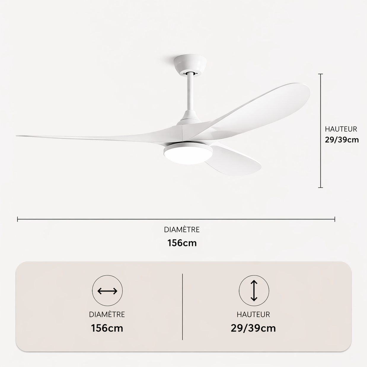 L'élégance – Plafonnier Ventilateur | Ventilateur Plafond Pales Bois Style Nordique