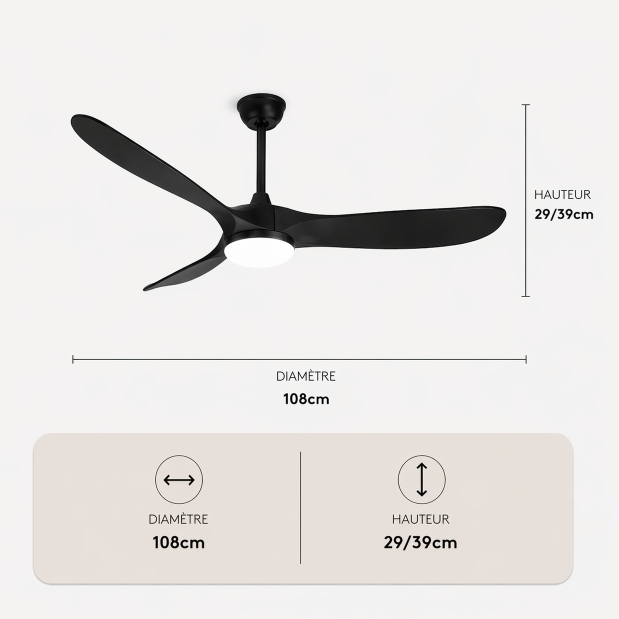 L'élégance – Plafonnier Ventilateur | Ventilateur Plafond Pales Bois Style Nordique