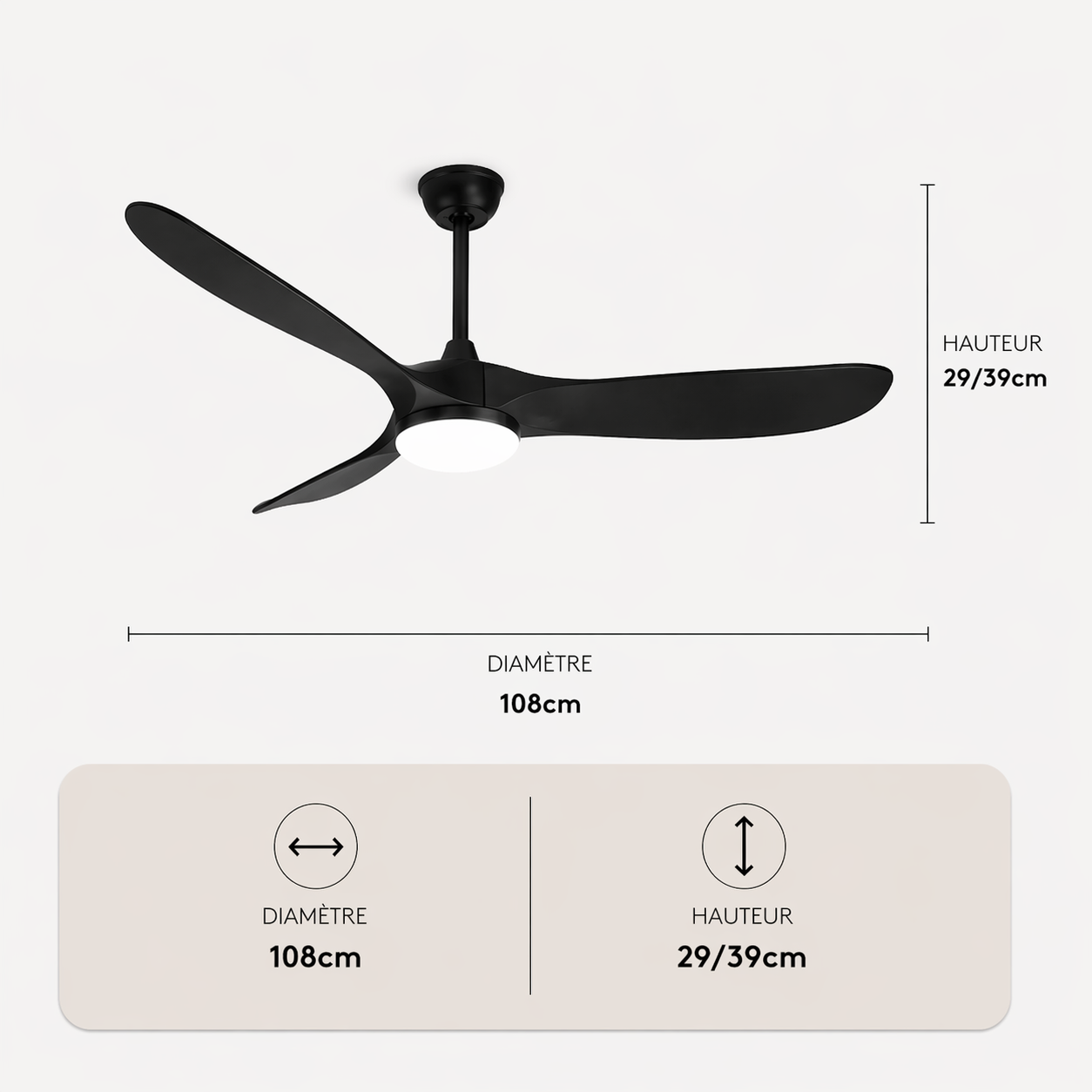 L'élégance – Plafonnier Ventilateur | Ventilateur Plafond Pales Bois Style Nordique
