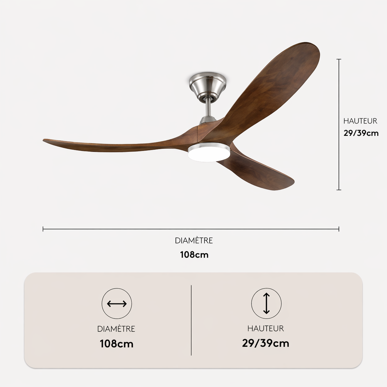 L'élégance – Plafonnier Ventilateur | Ventilateur Plafond Pales Bois Style Nordique