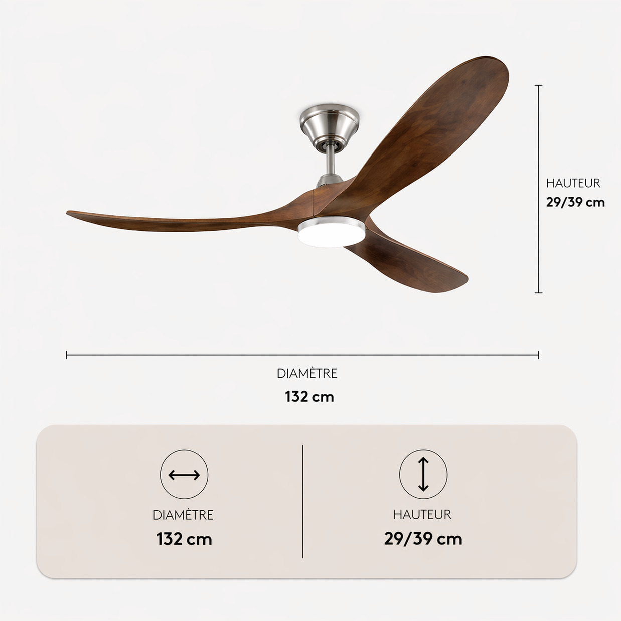 L'élégance – Plafonnier Ventilateur | Ventilateur Plafond Pales Bois Style Nordique