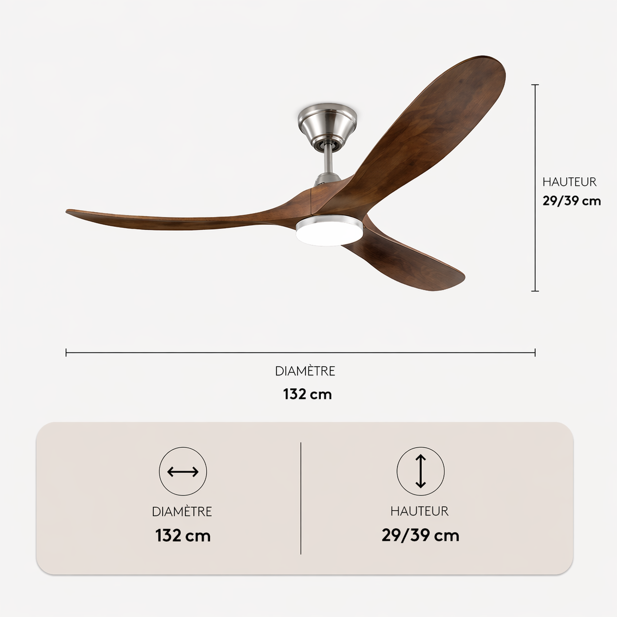 L'élégance – Plafonnier Ventilateur | Ventilateur Plafond Pales Bois Style Nordique