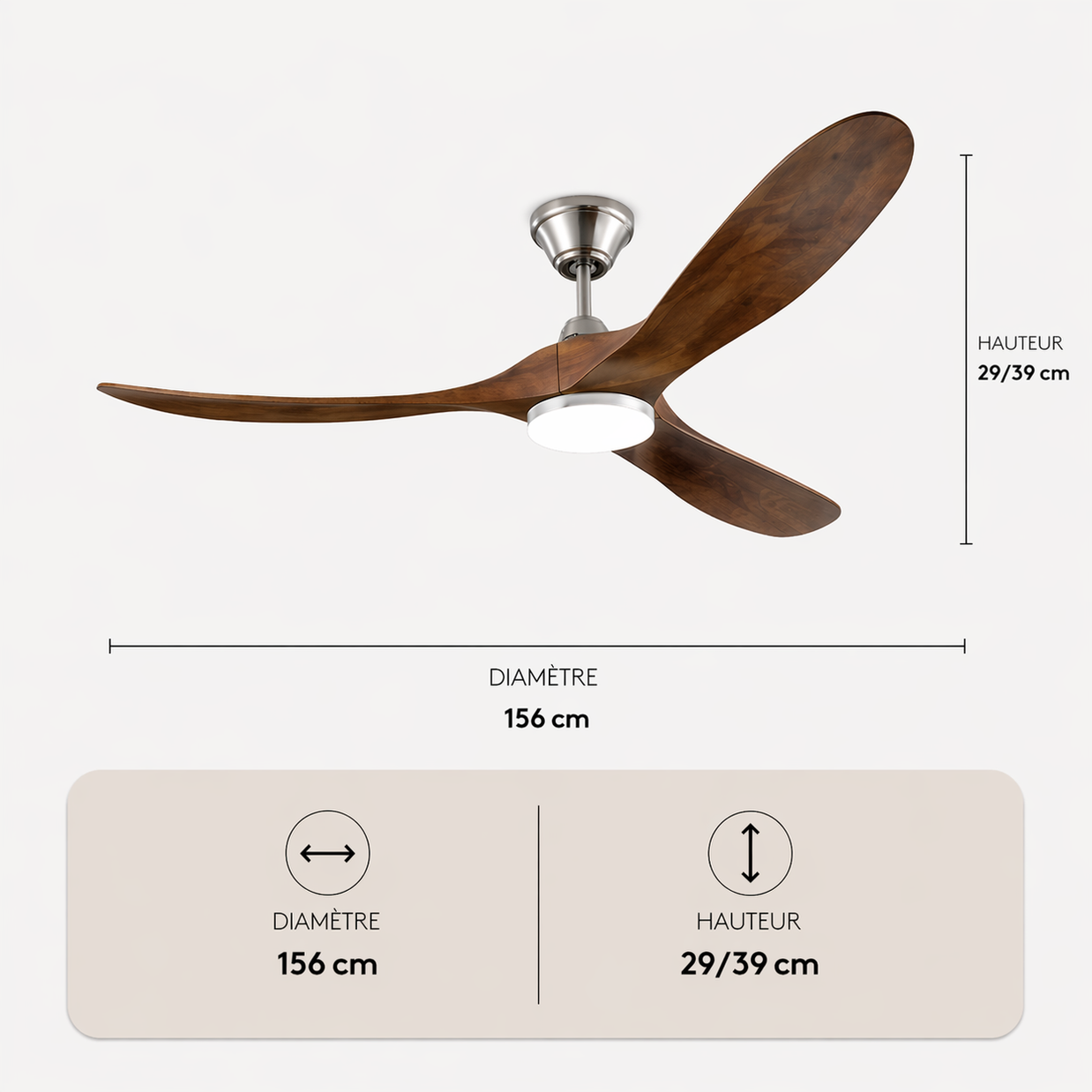 L'élégance – Plafonnier Ventilateur | Ventilateur Plafond Pales Bois Style Nordique