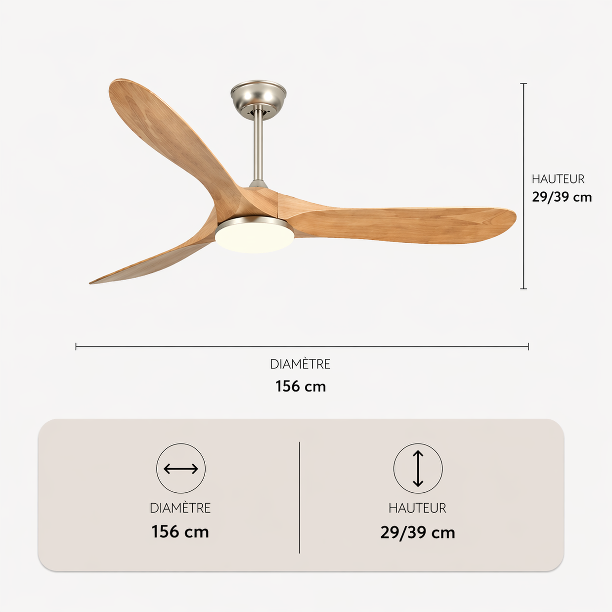 L'élégance – Plafonnier Ventilateur | Ventilateur Plafond Pales Bois Style Nordique