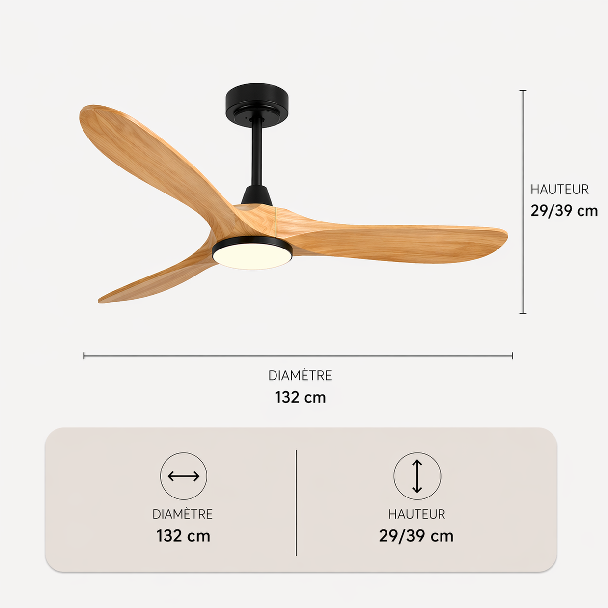 L'élégance – Plafonnier Ventilateur | Ventilateur Plafond Pales Bois Style Nordique