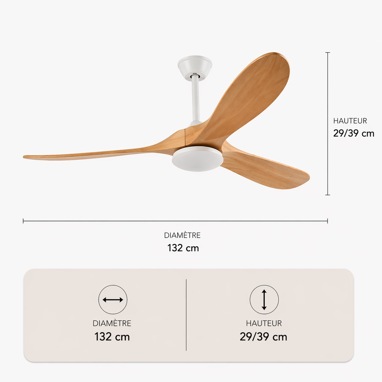 L'élégance – Plafonnier Ventilateur | Ventilateur Plafond Pales Bois Style Nordique