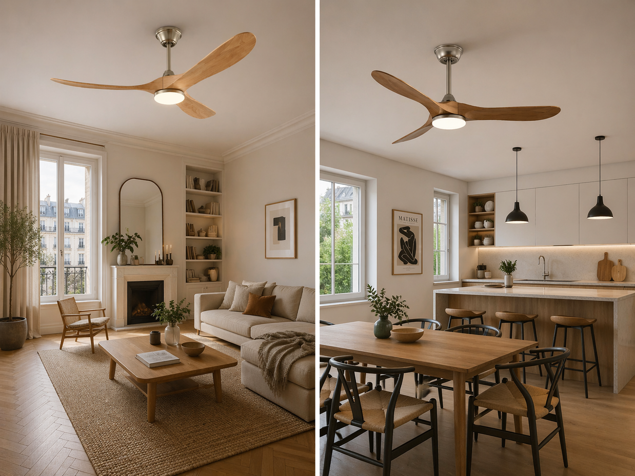 L'élégance – Plafonnier Ventilateur | Ventilateur Plafond Pales Bois Style Nordique