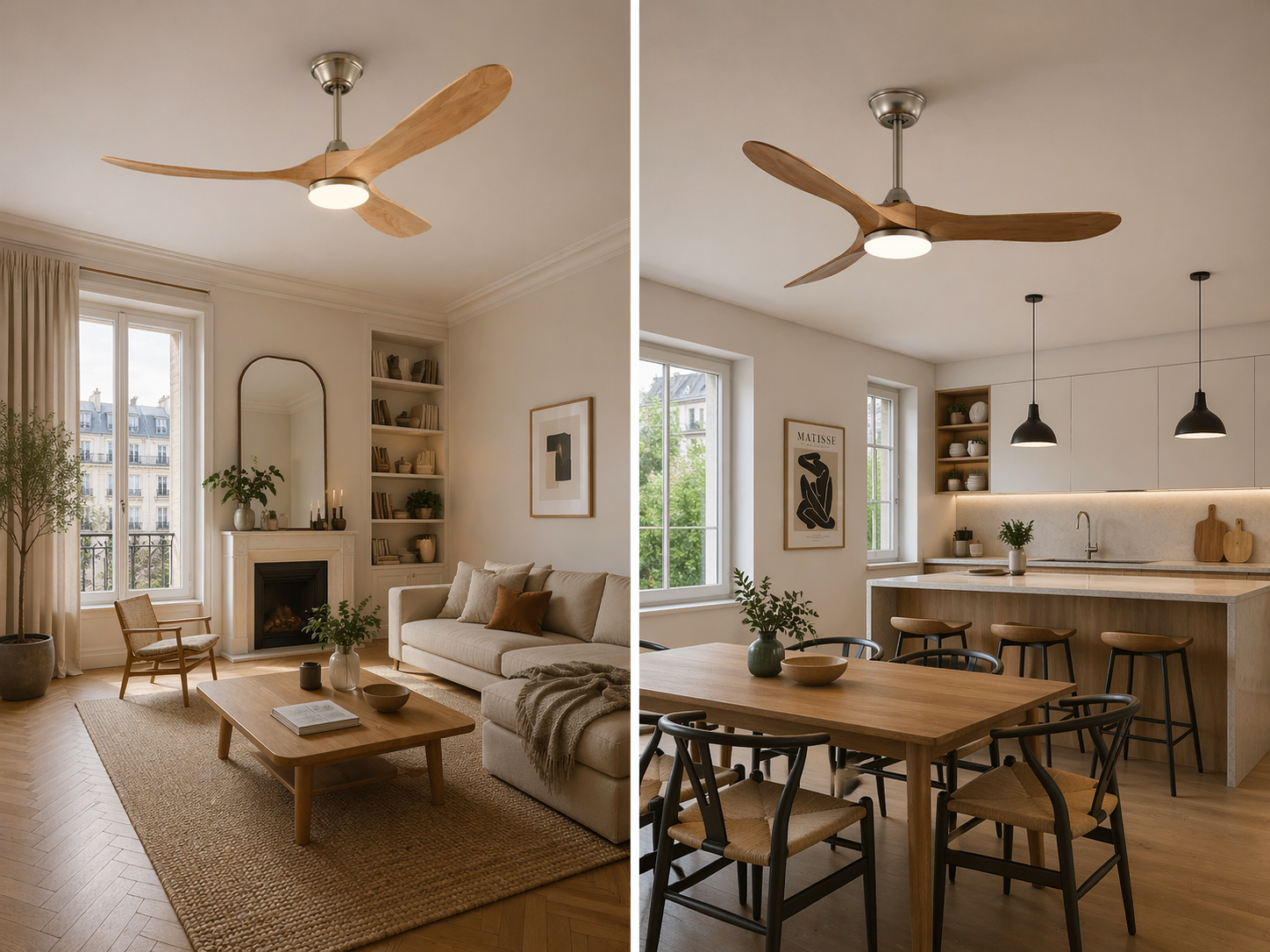 L'élégance – Plafonnier Ventilateur | Ventilateur Plafond Pales Bois Style Nordique