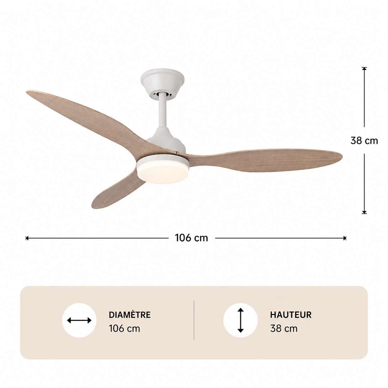 Albatross – Plafonnier Ventilateur | Ventilateur Plafond LED Pales Bois