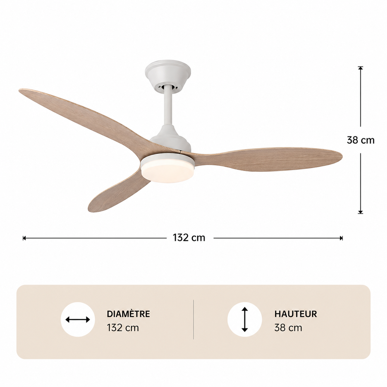 Albatross – Plafonnier Ventilateur | Ventilateur Plafond LED Pales Bois