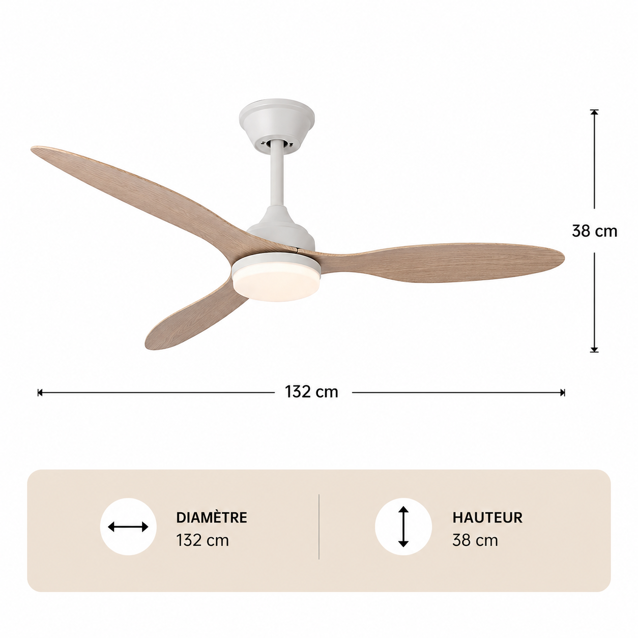 Albatross – Plafonnier Ventilateur | Ventilateur Plafond LED Pales Bois