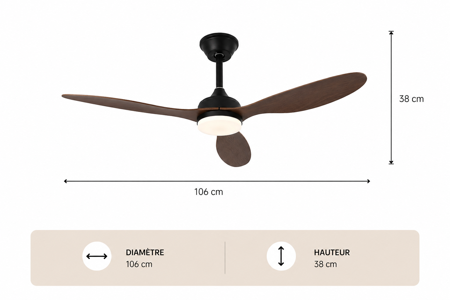 Albatross – Plafonnier Ventilateur | Ventilateur Plafond LED Pales Bois