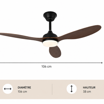 Albatross – Plafonnier Ventilateur | Ventilateur Plafond LED Pales Bois