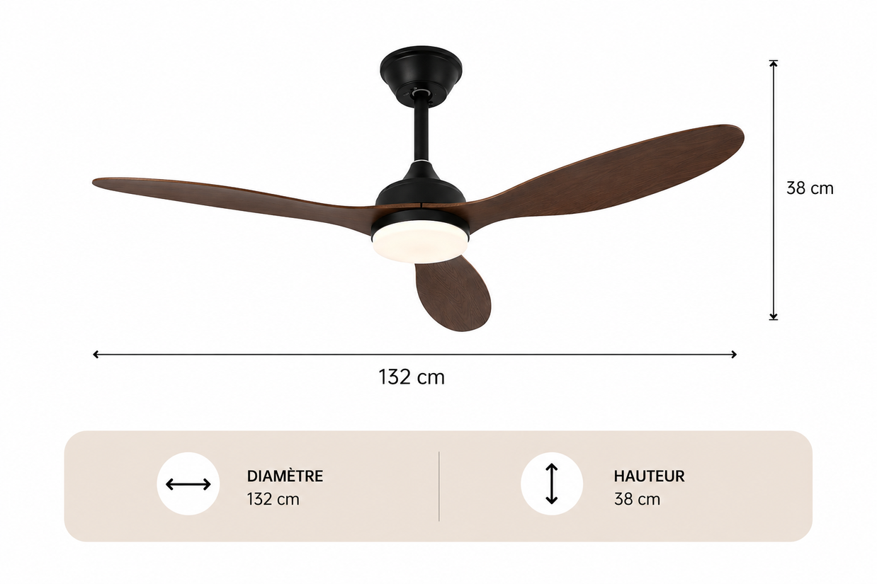 Albatross – Plafonnier Ventilateur | Ventilateur Plafond LED Pales Bois