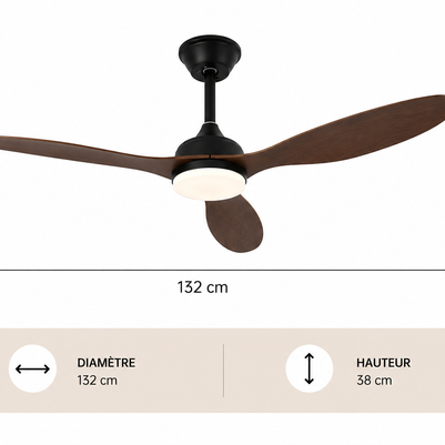 Albatross – Plafonnier Ventilateur | Ventilateur Plafond LED Pales Bois