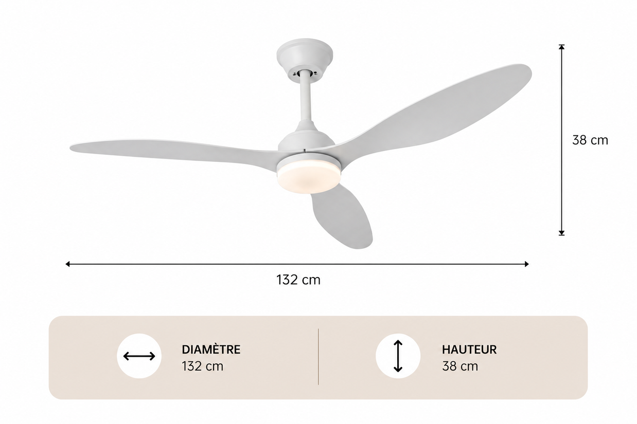 Albatross – Plafonnier Ventilateur | Ventilateur Plafond LED Pales Bois