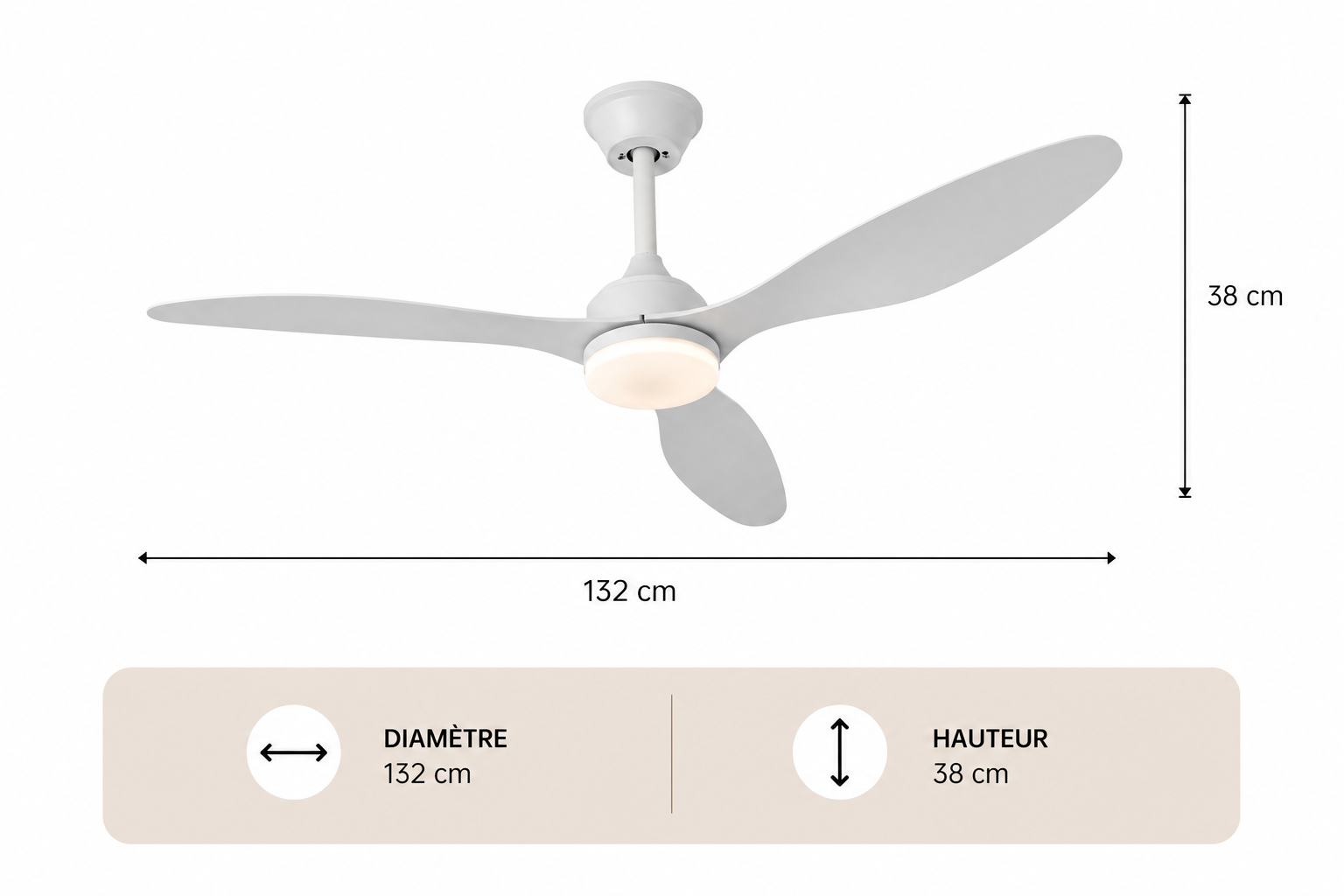 Albatross – Plafonnier Ventilateur | Ventilateur Plafond LED Pales Bois