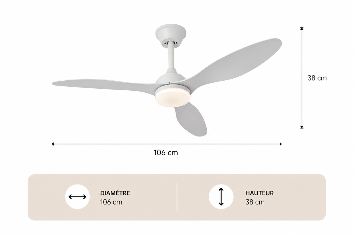 Albatross – Plafonnier Ventilateur | Ventilateur Plafond LED Pales Bois