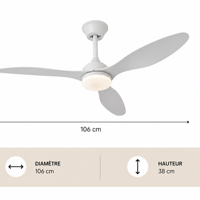 Albatross – Plafonnier Ventilateur | Ventilateur Plafond LED Pales Bois