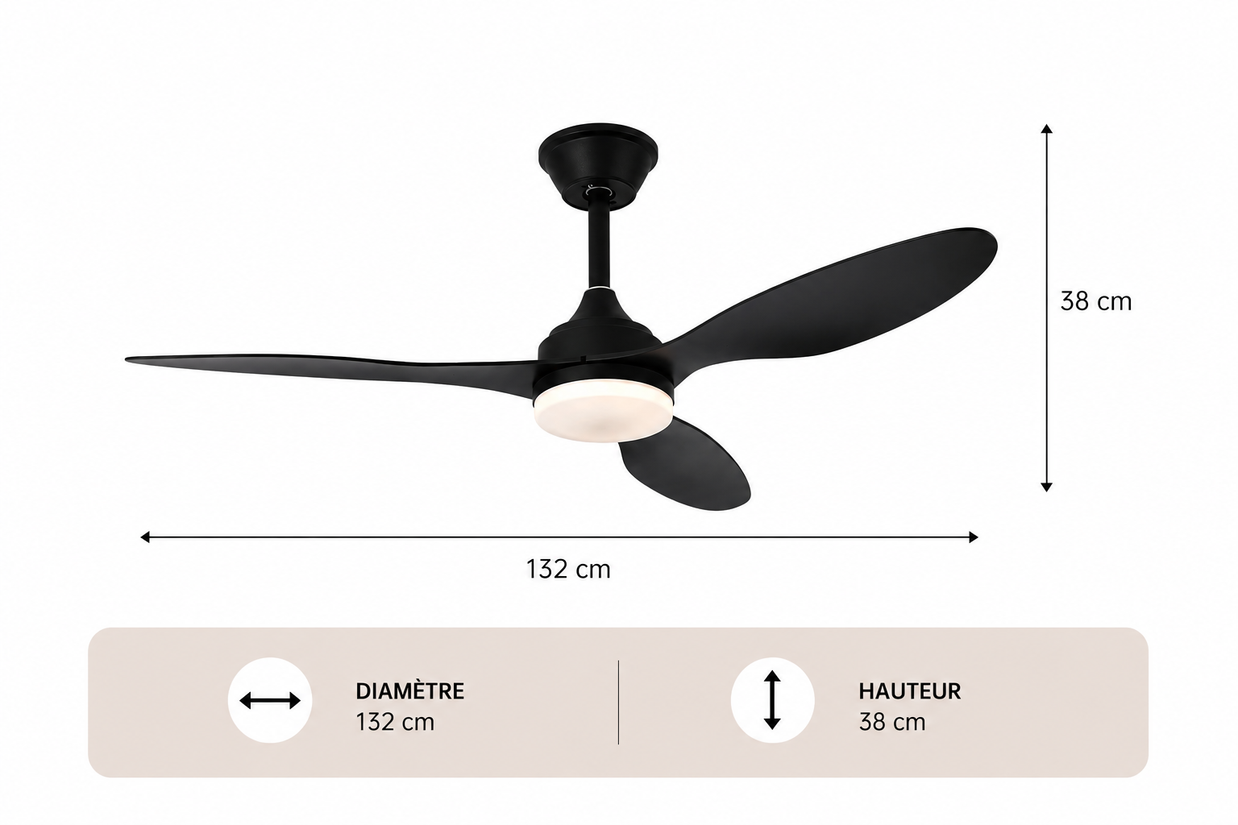 Albatross – Plafonnier Ventilateur | Ventilateur Plafond LED Pales Bois