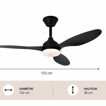 Albatross – Plafonnier Ventilateur | Ventilateur Plafond LED Pales Bois