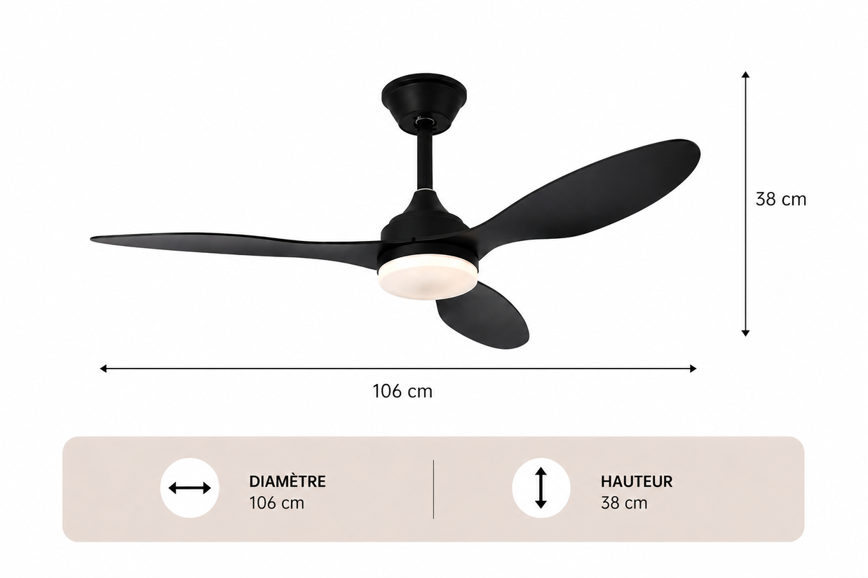 Albatross – Plafonnier Ventilateur | Ventilateur Plafond LED Pales Bois