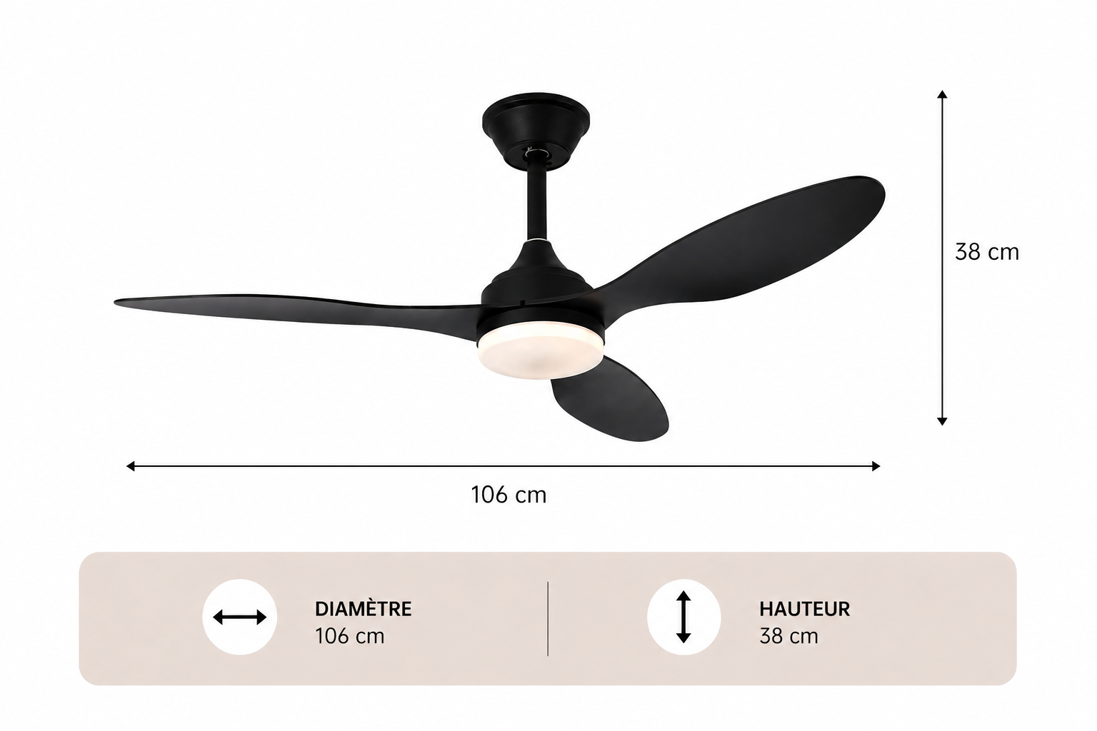 Albatross – Plafonnier Ventilateur | Ventilateur Plafond LED Pales Bois