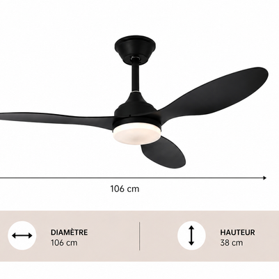 Albatross – Plafonnier Ventilateur | Ventilateur Plafond LED Pales Bois