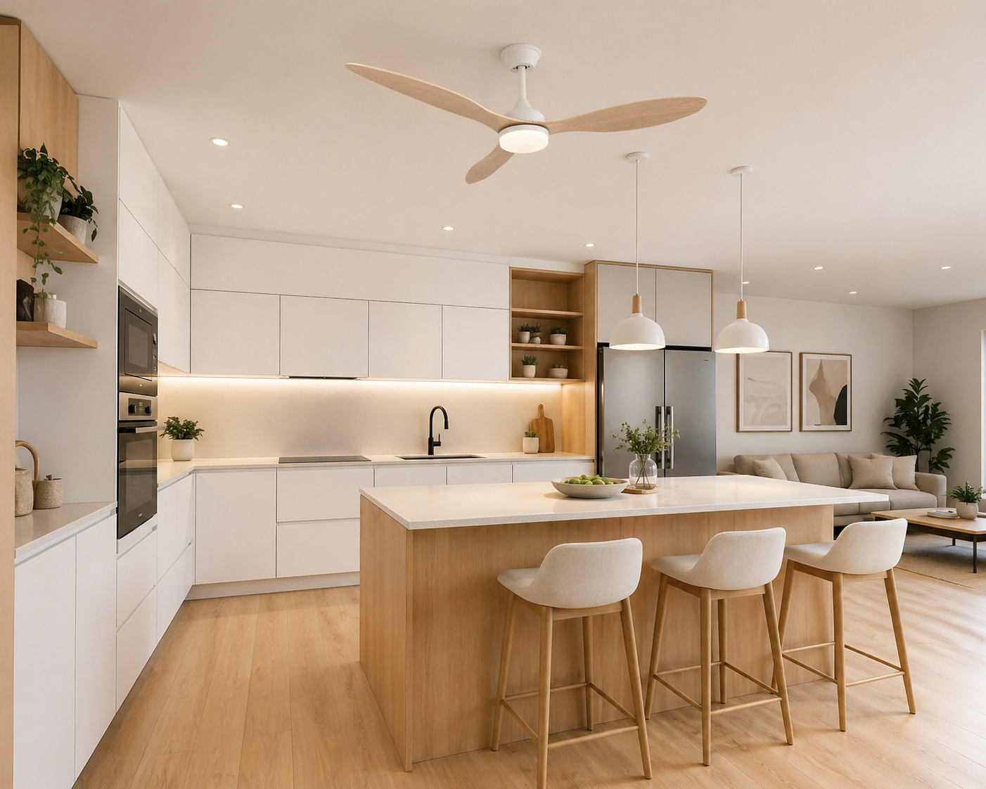 Albatross – Plafonnier Ventilateur | Ventilateur Plafond LED Pales Bois