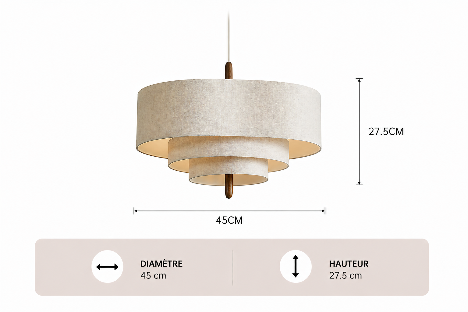 Wabi-Sabi – Lustre | Suspension Tissu Beige