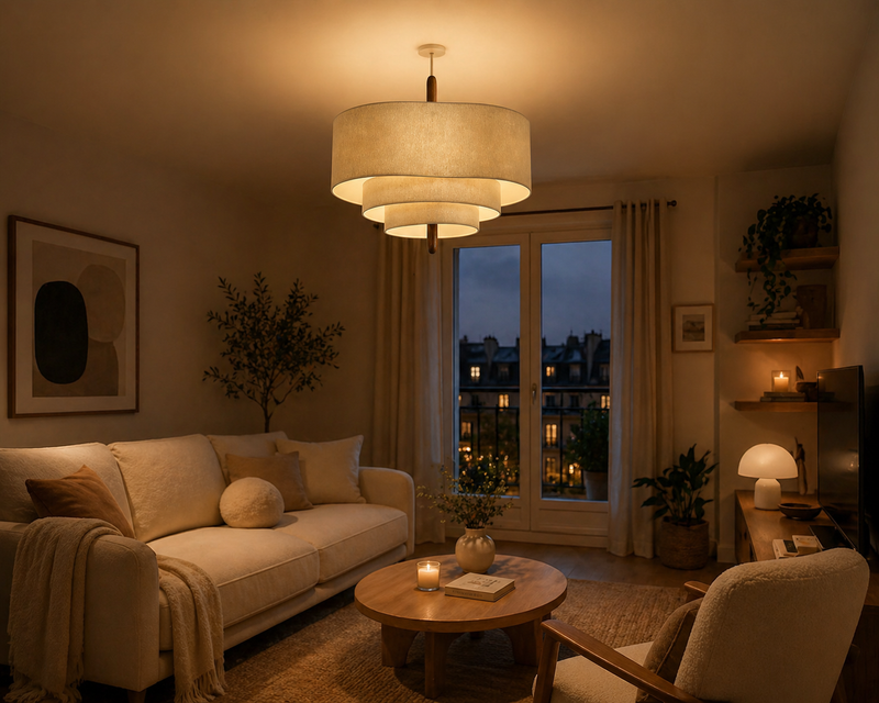 Wabi-Sabi – Lustre | Suspension Tissu Beige