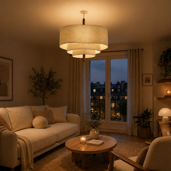 Wabi-Sabi – Lustre | Suspension Tissu Beige