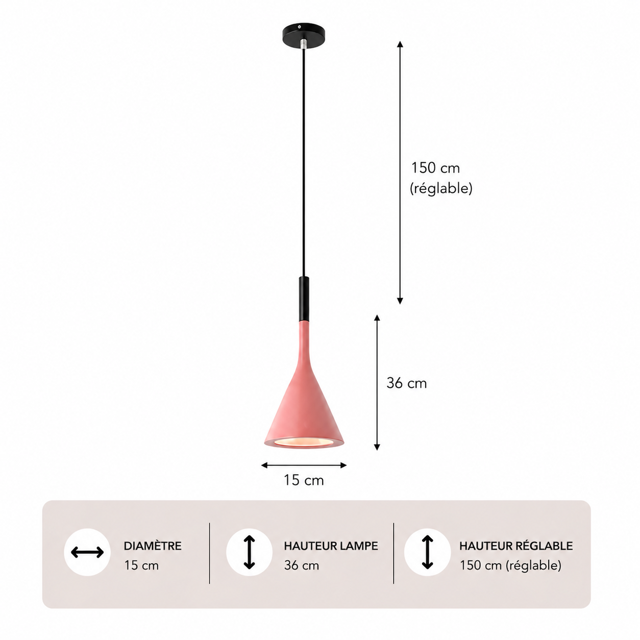 Minimalisme – Lustre | Suspension Conique Colorée Style Moderne