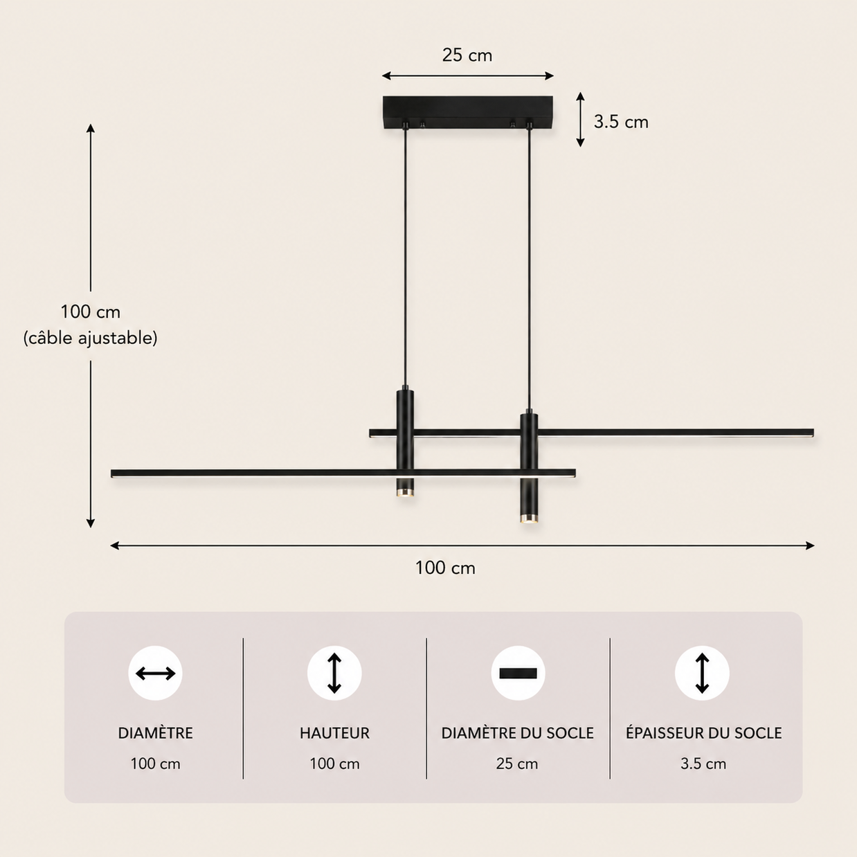 Highway – Lustre | Suspension Linéaire Aluminium Noir