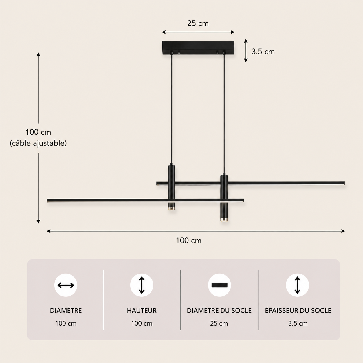 Highway – Lustre | Suspension Linéaire Aluminium Noir