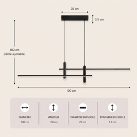 Highway – Lustre | Suspension Linéaire Aluminium Noir