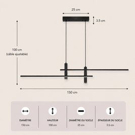 Highway – Lustre | Suspension Linéaire Aluminium Noir