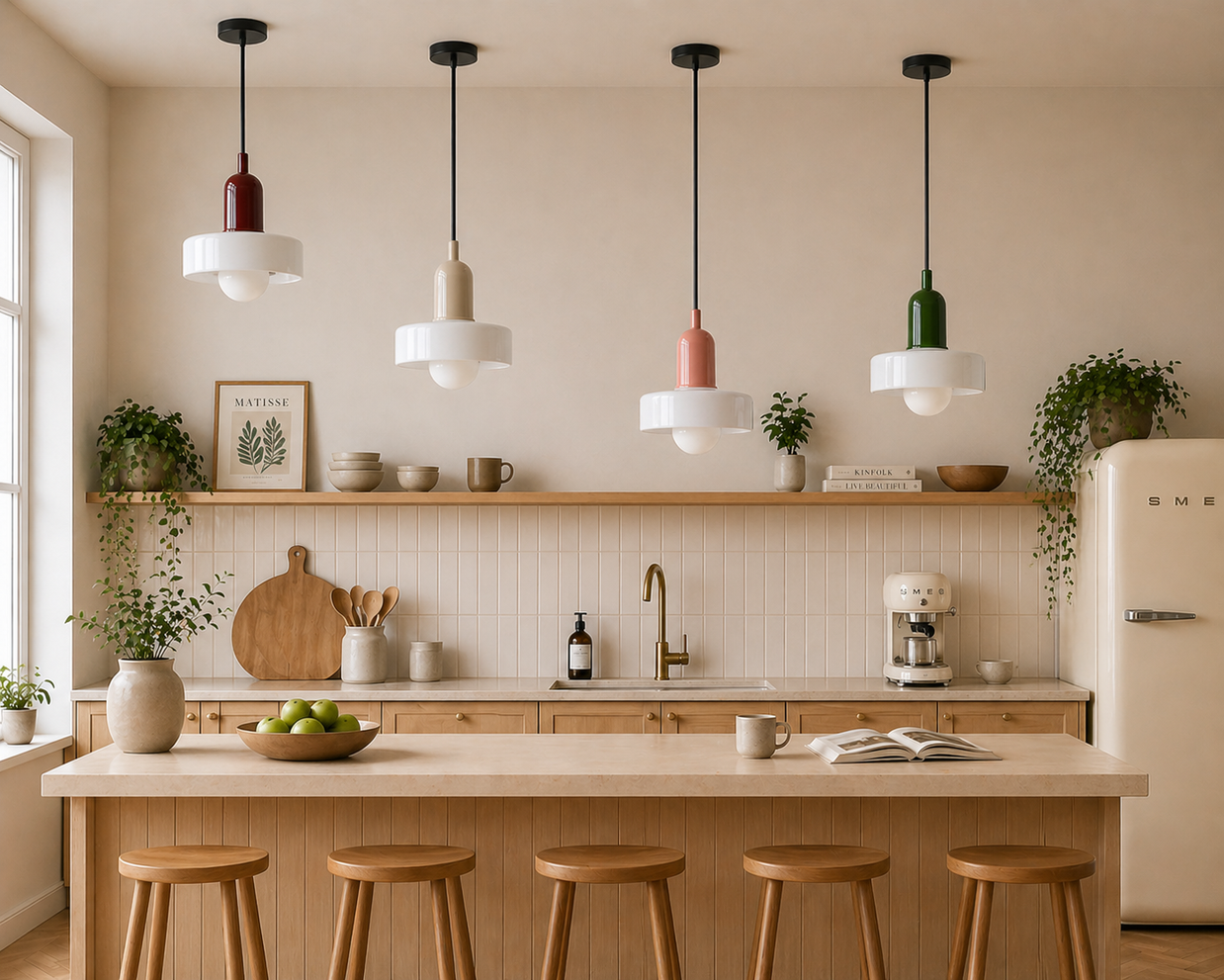 Nordic – Lustre | Suspension Verre Coloré Style Rétro Moderne