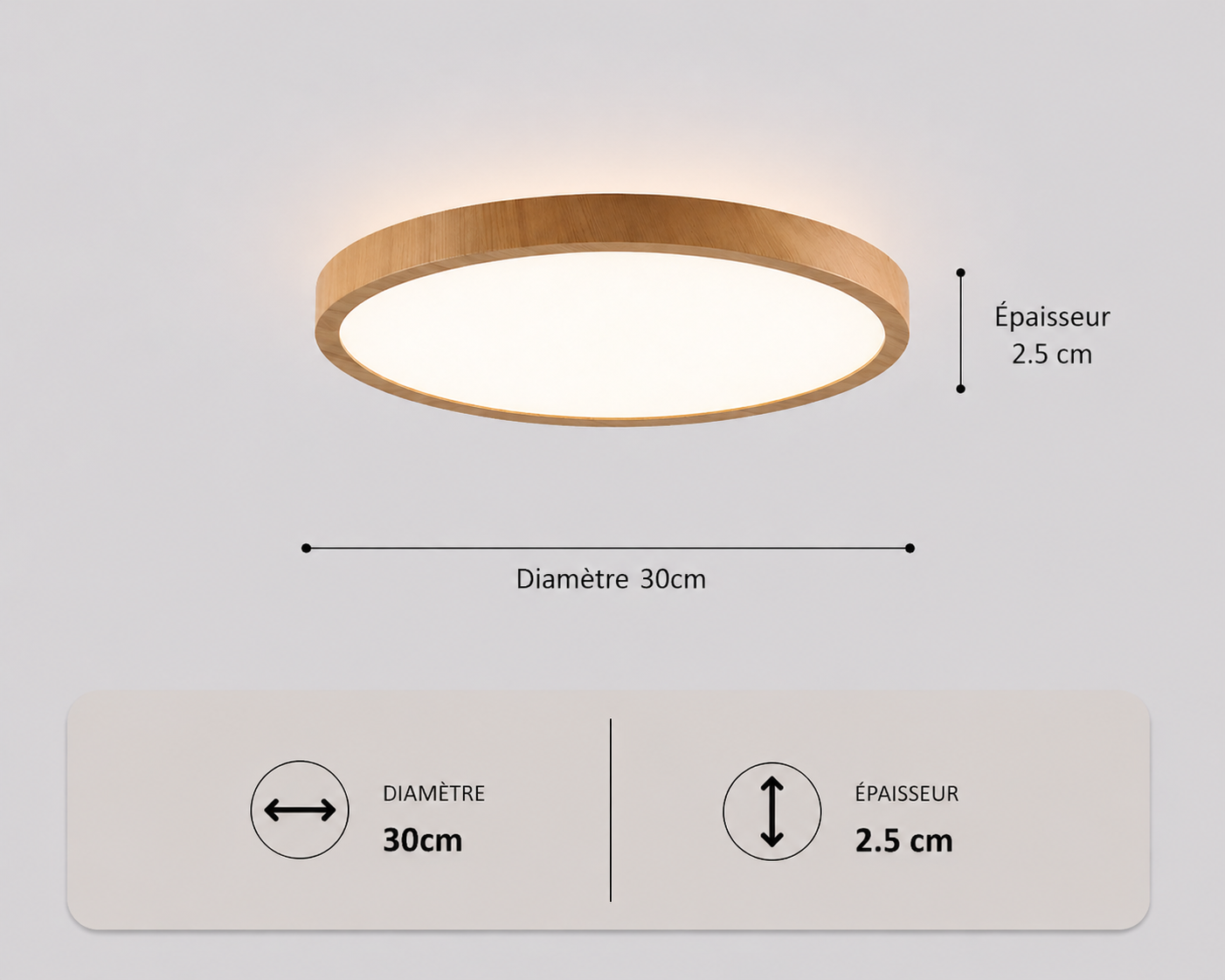 Vayana – Plafonnier LED | Plafonnier Ultra-Fin Effet Bois