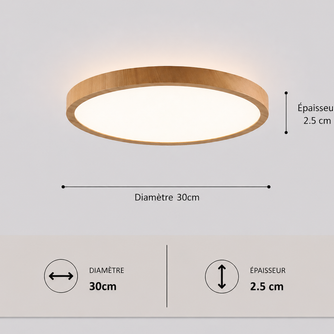 Vayana – Plafonnier LED | Plafonnier Ultra-Fin Effet Bois