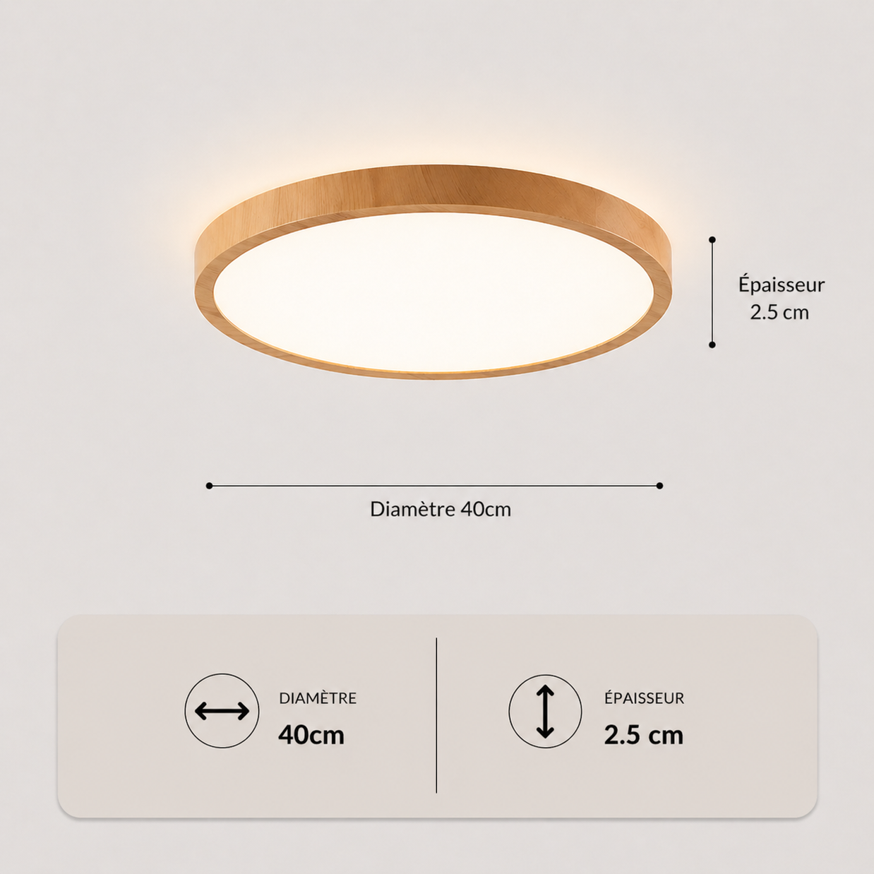 Vayana – Plafonnier LED | Plafonnier Ultra-Fin Effet Bois