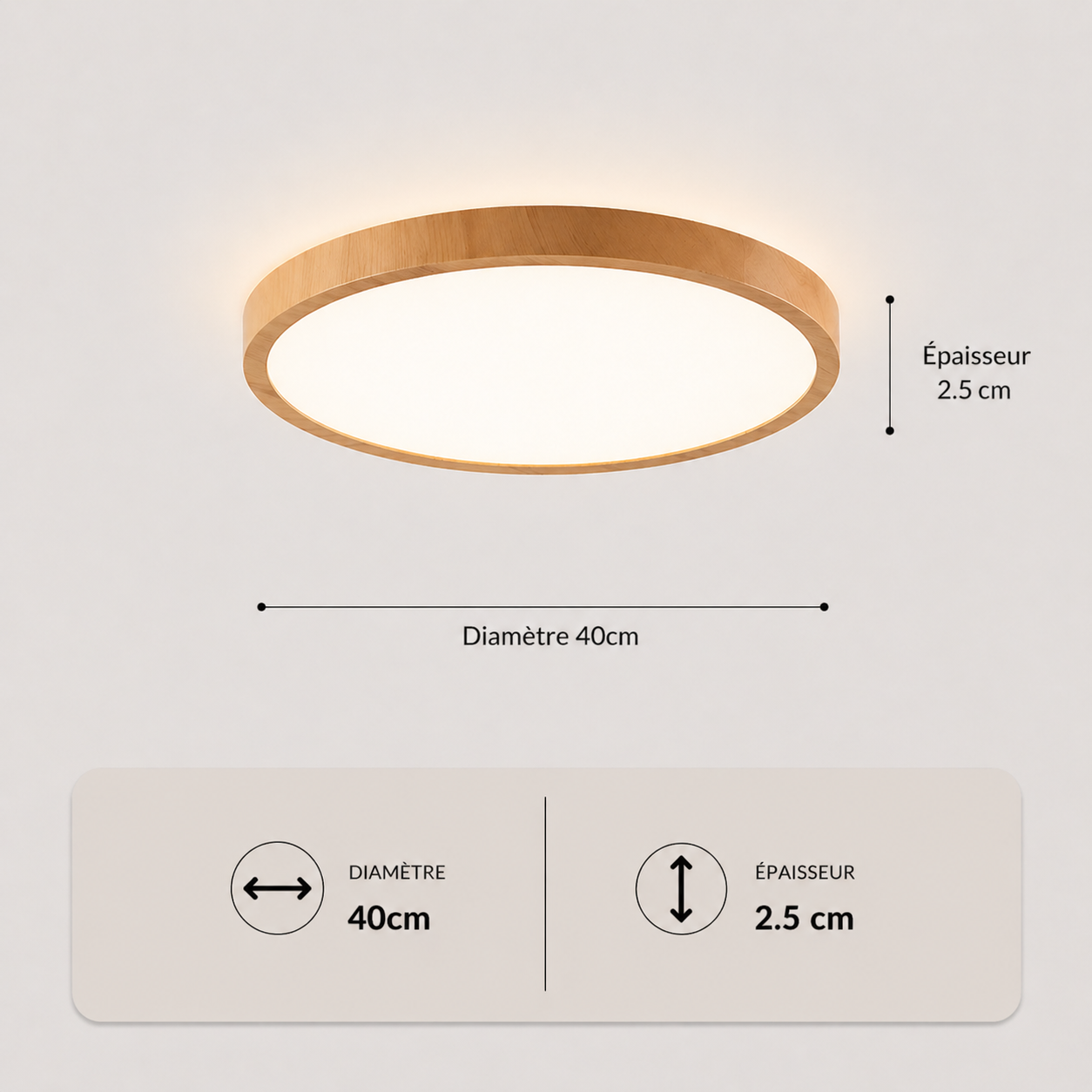 Vayana – Plafonnier LED | Plafonnier Ultra-Fin Effet Bois