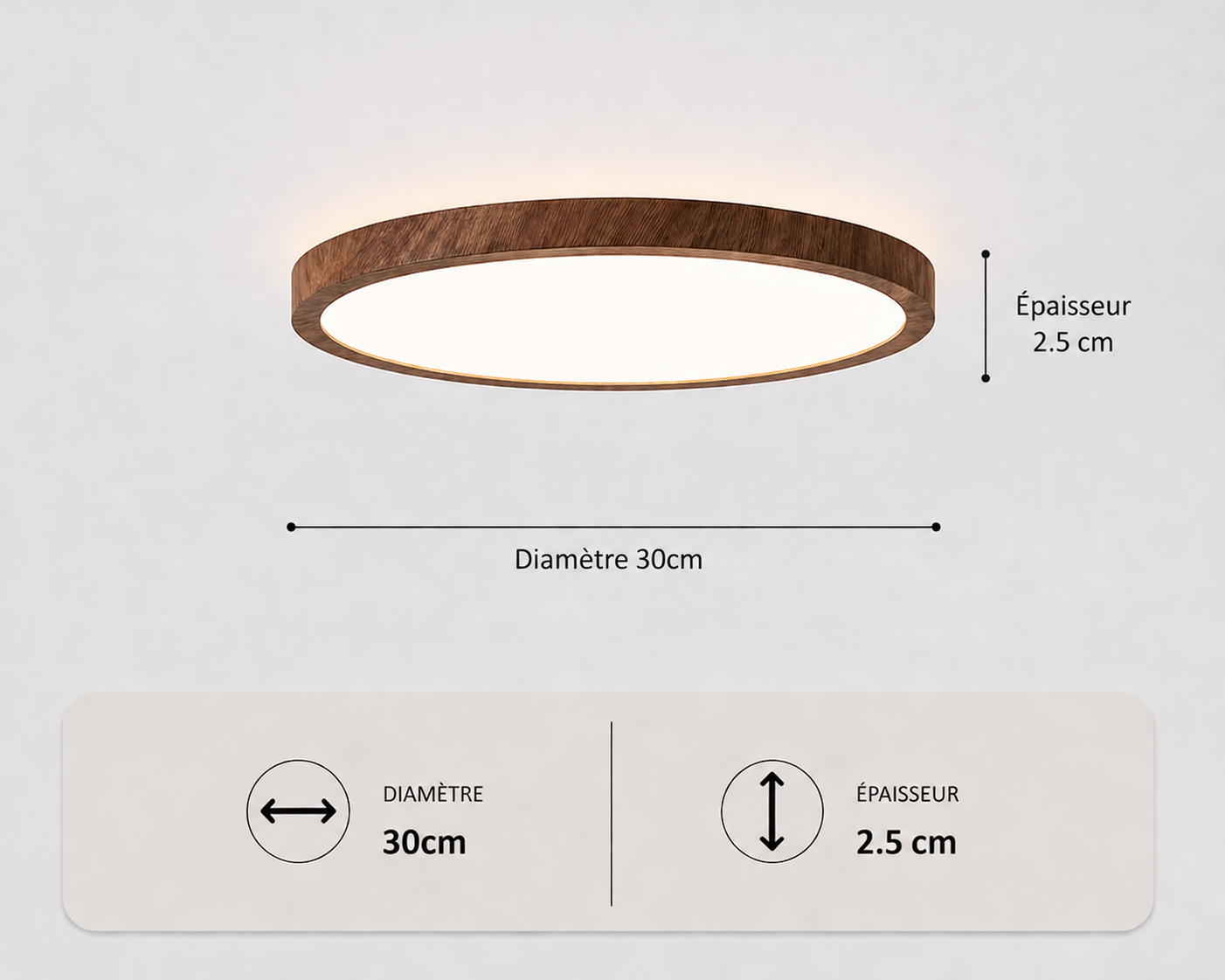 Vayana – Plafonnier LED | Plafonnier Ultra-Fin Effet Bois