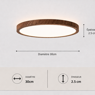 Vayana – Plafonnier LED | Plafonnier Ultra-Fin Effet Bois