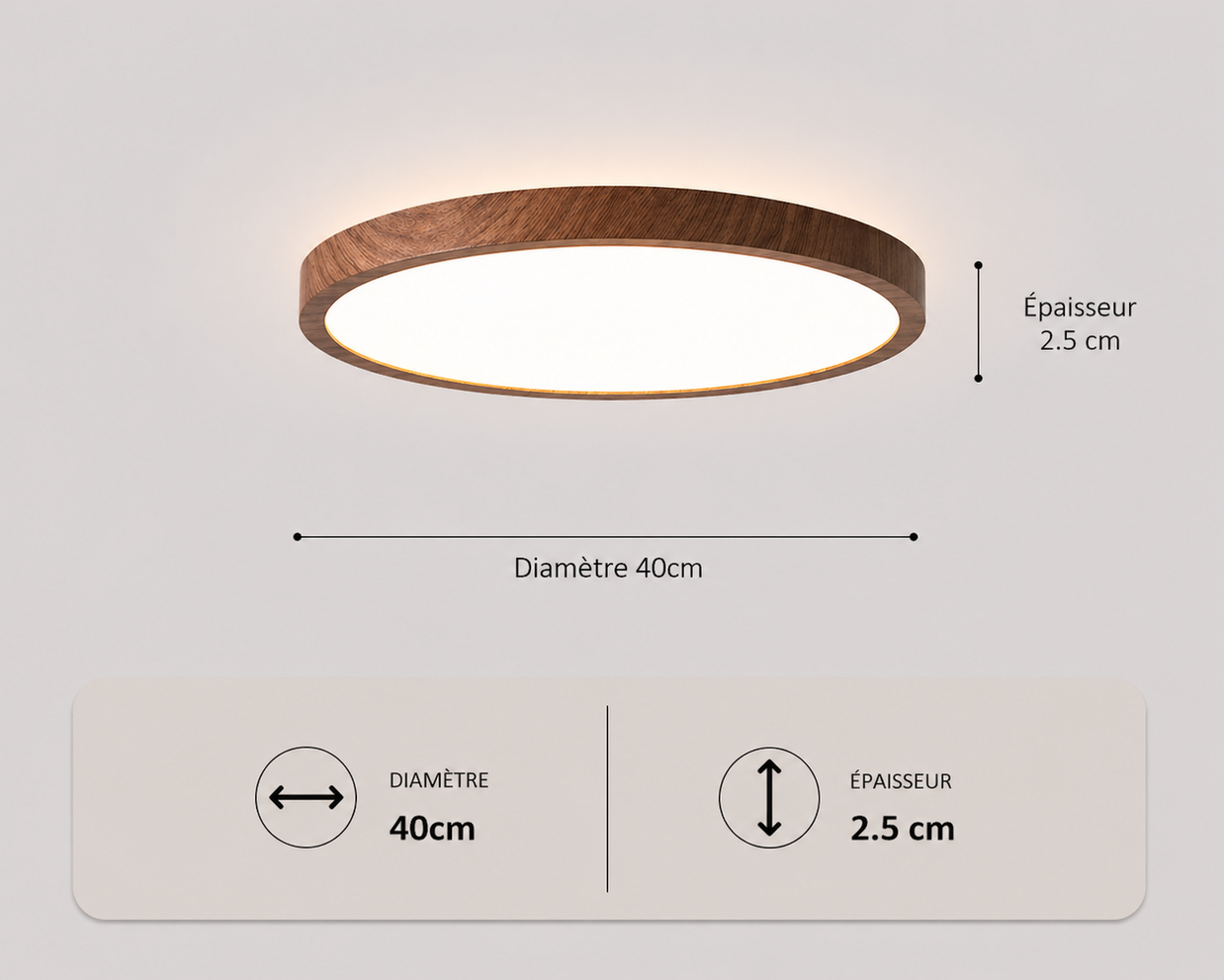 Vayana – Plafonnier LED | Plafonnier Ultra-Fin Effet Bois