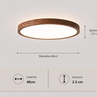 Vayana – Plafonnier LED | Plafonnier Ultra-Fin Effet Bois