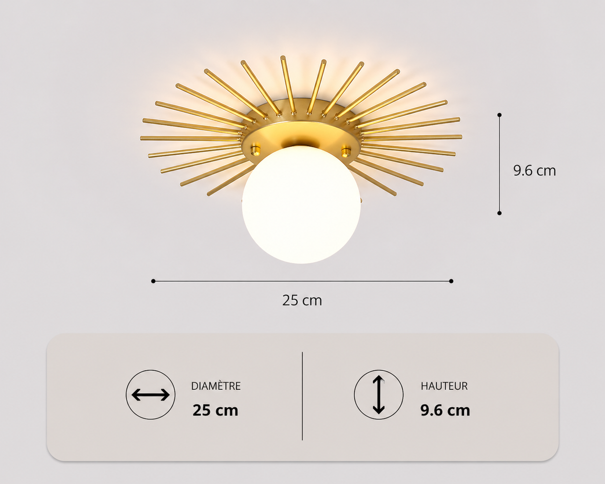 Soleil – Plafonnier Salon | Luminaire Doré Forme Soleil