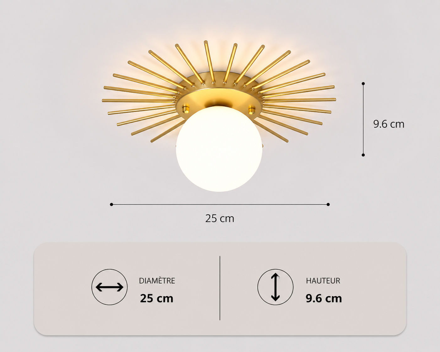 Soleil – Plafonnier Salon | Luminaire Doré Forme Soleil
