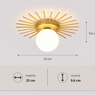 Soleil – Plafonnier Salon | Luminaire Doré Forme Soleil